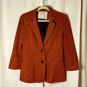 Rust brown 3/4 arm blazer Anthropologie Cartonnier
